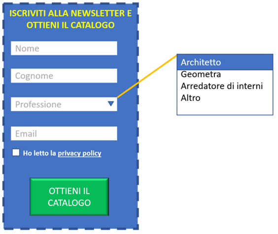Lead Generation: Esempio di form di contatto