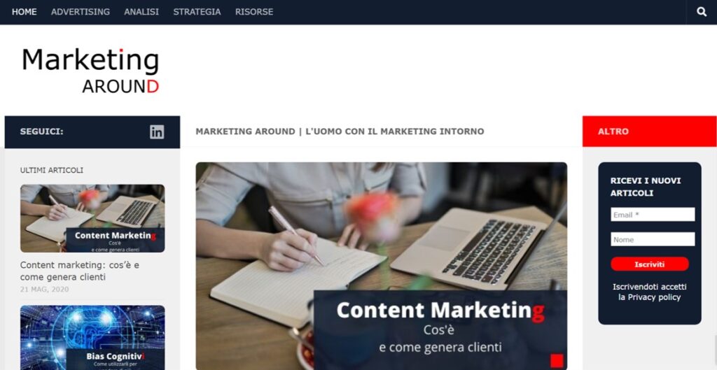 esempio di Box Newsletter per incrementare la mailing list generare contatti