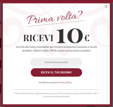 Pop-up sconto 