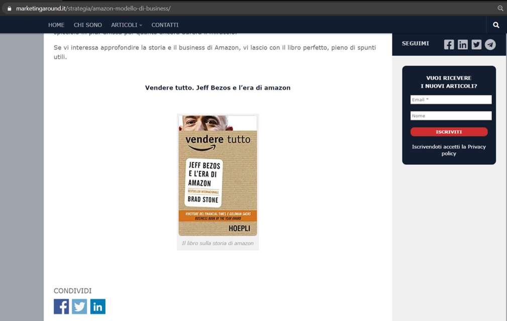 Come guadagnare con un blog - Esempio affiliazione amazon