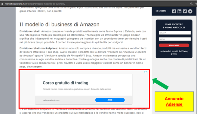 Guadagnare con un blog - Google Adsense
