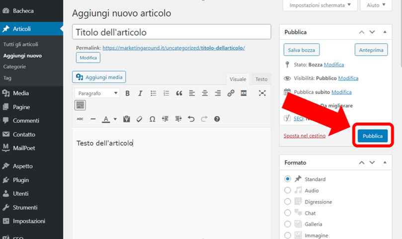 Come pubblicare un articolo su wordpress